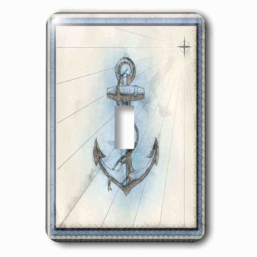 Jazzy Wallplates Single Toggle Wallplate With Image Of Grunge Anchor With Boat Lines