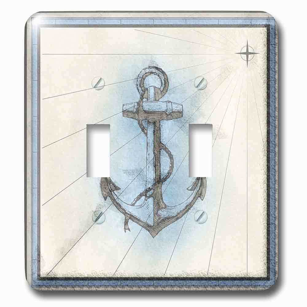Jazzy Wallplates Double Toggle Wallplate With Image Of Grunge Anchor With Boat Lines