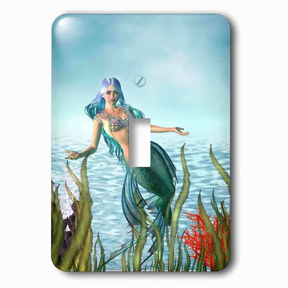 Jazzy Wallplates Single Toggle Wallplate With Image Of Nautical Mermaid Entering Water