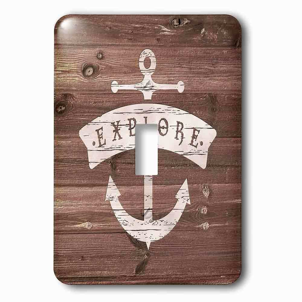 Jazzy Wallplates Single Toggle Wallplate With Explorewhite Painted Anchor On Brown Weatherboardnot Real Wood
