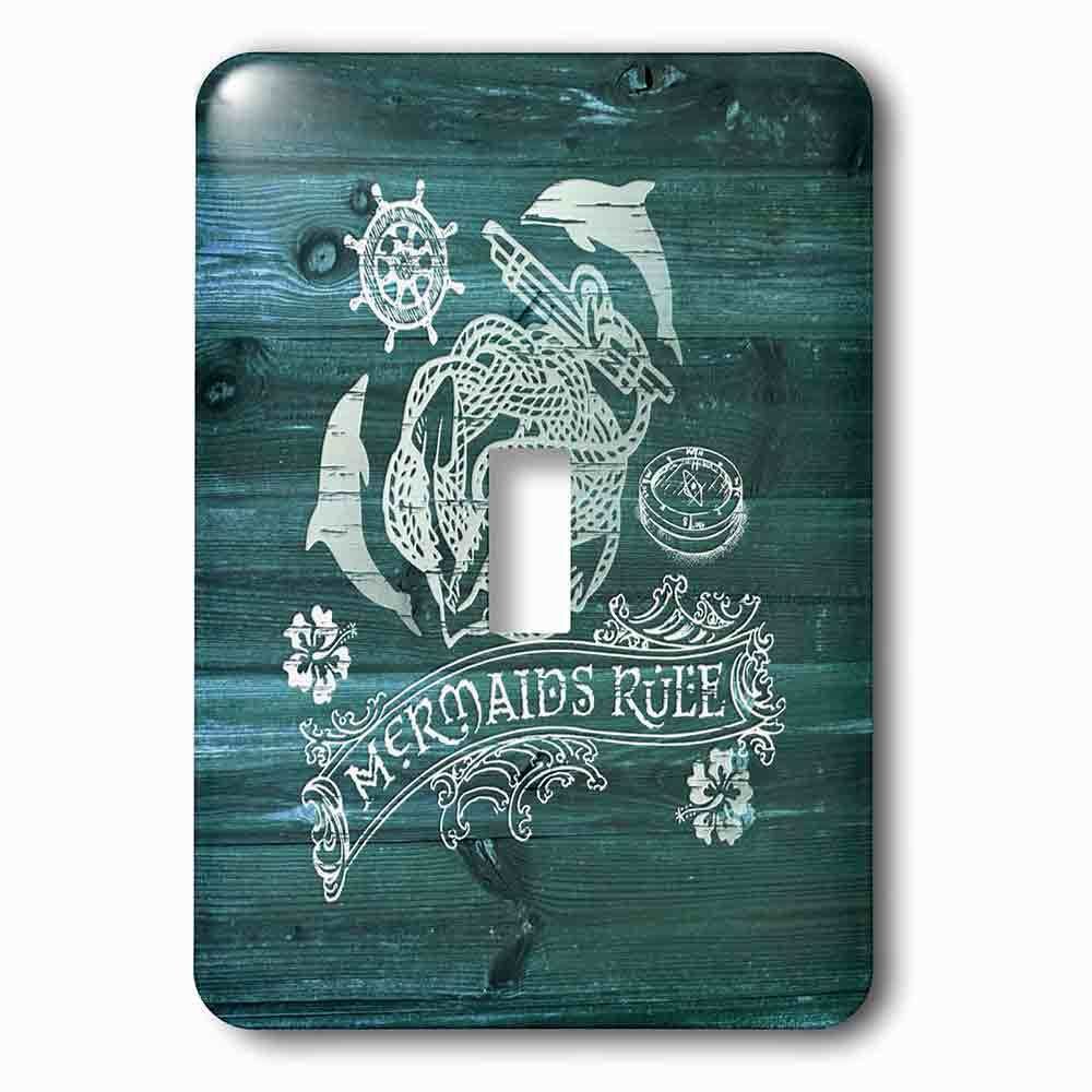 Jazzy Wallplates Single Toggle Wallplate With Mermaids Rulewhite Anchor Design On Blue Weatherboardnot Real Wood