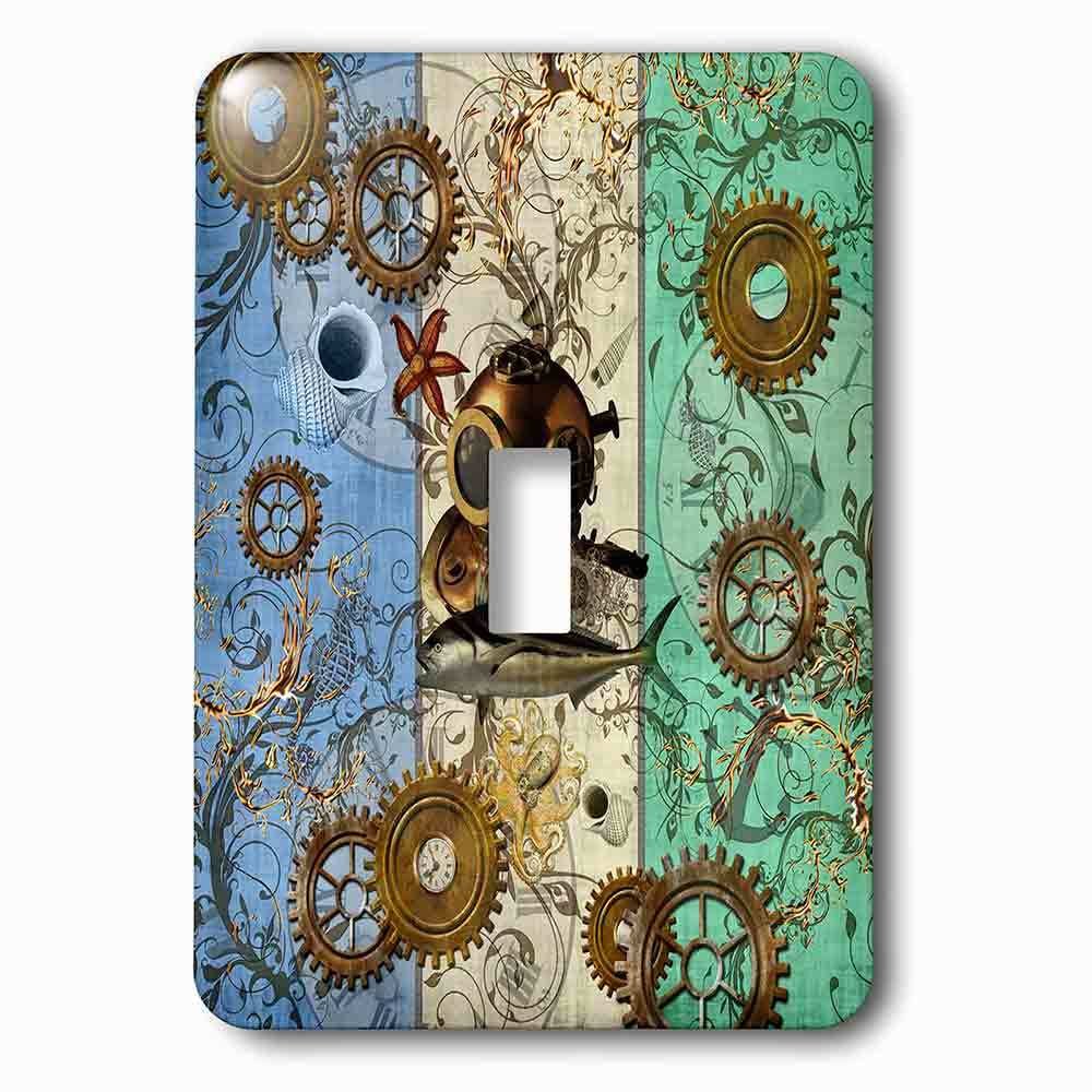Jazzy Wallplates Single Toggle Wallplate With Nautical Steampunk With Antique Divers Helmet And Sea Creatures