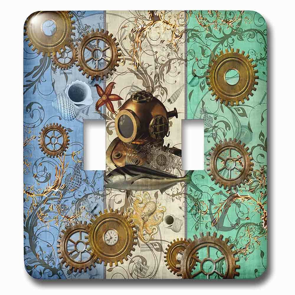 Jazzy Wallplates Double Toggle Wallplate With Nautical Steampunk With Antique Divers Helmet And Sea Creatures