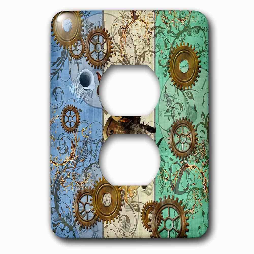 Jazzy Wallplates Single Duplex Outlet With Nautical Steampunk With Antique Divers Helmet And Sea Creatures