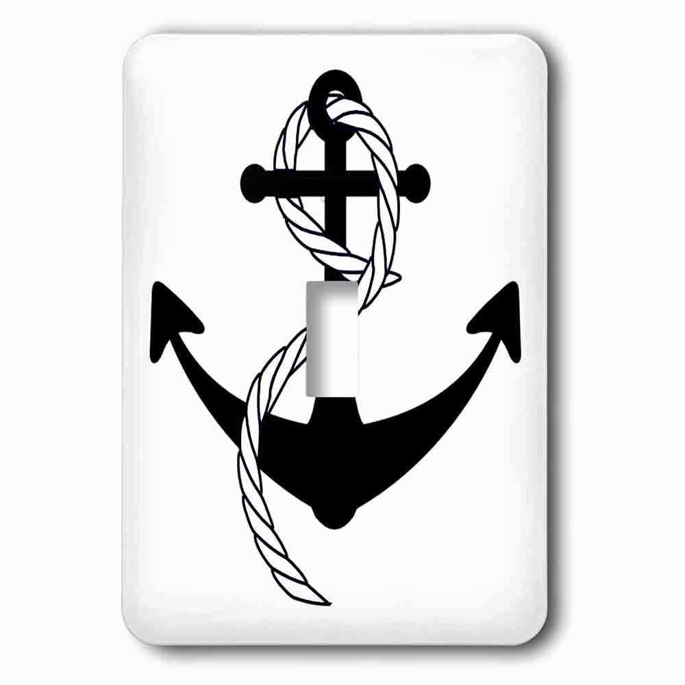 Jazzy Wallplates Single Toggle Wallplate With Large Anchor With Navy Blue Rope