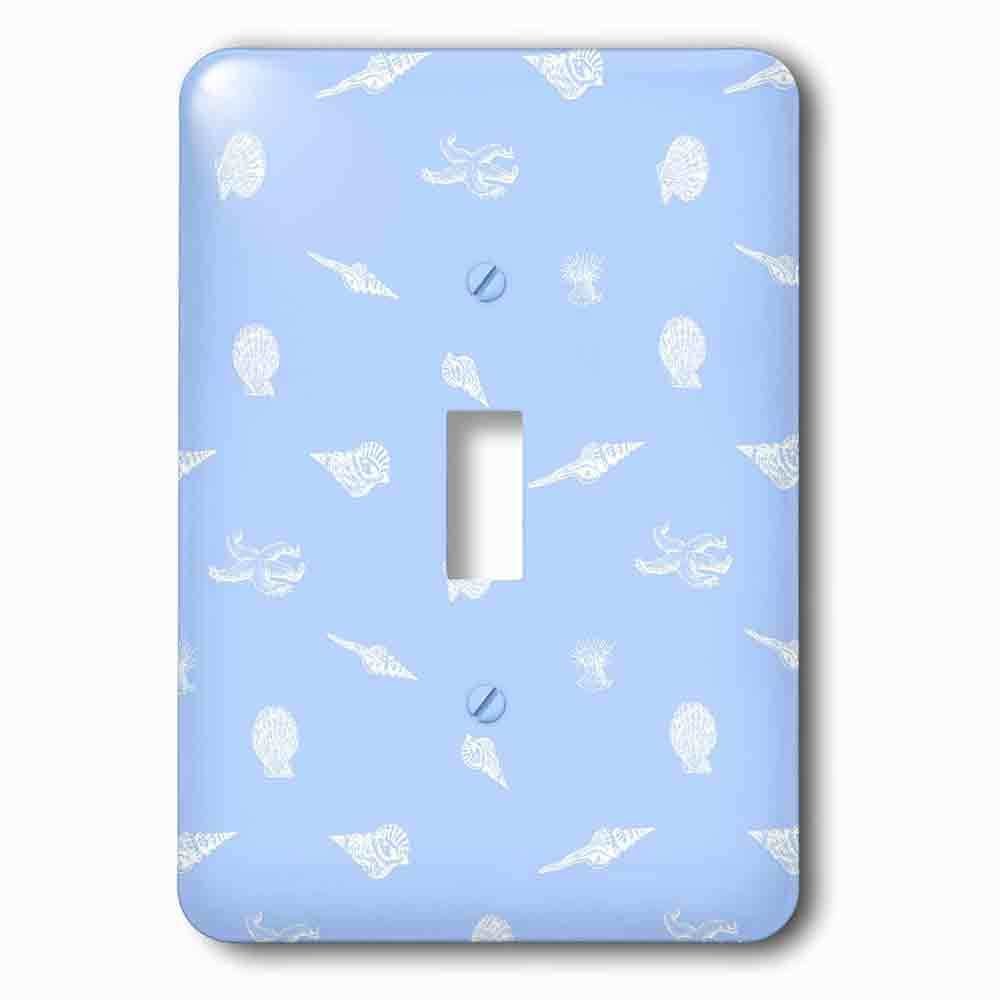 Jazzy Wallplates Single Toggle Wallplate With Contemporary Nautical Baby Blue And White Seashell And Starfish Pattern Vintage Beach Seashells