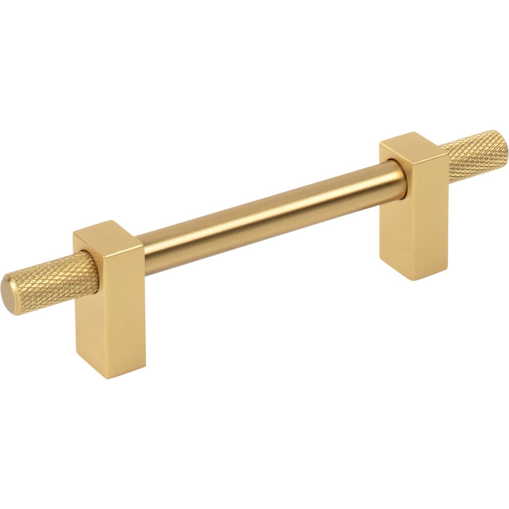 Jeffrey Alexander 96mm Centers Bar Pull With Knurled Ends in Brushed Gold