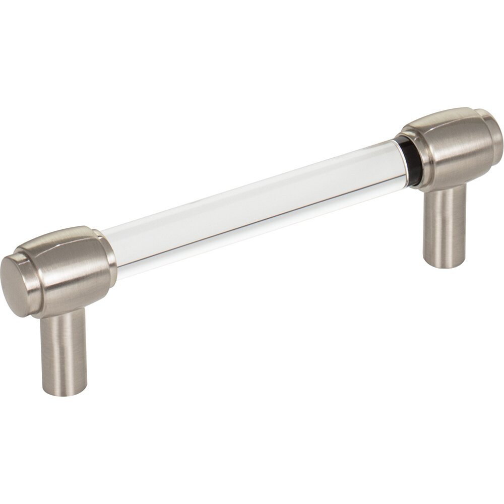Jeffrey Alexander 96 mm Center-to-Center Cabinet Bar Pull in Clear Acrylic and Satin Nickel