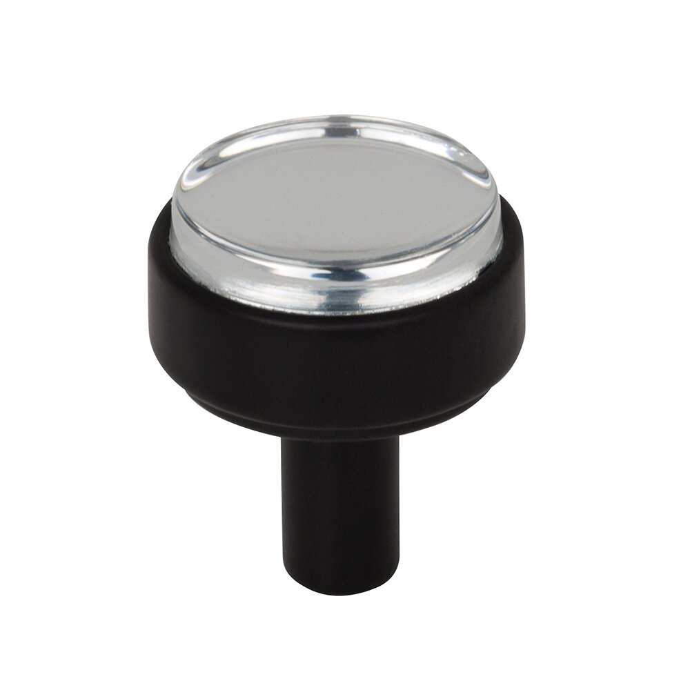 Jeffrey Alexander 1-1/8" Diameter Cabinet Knob in Clear Acrylic and Matte Black