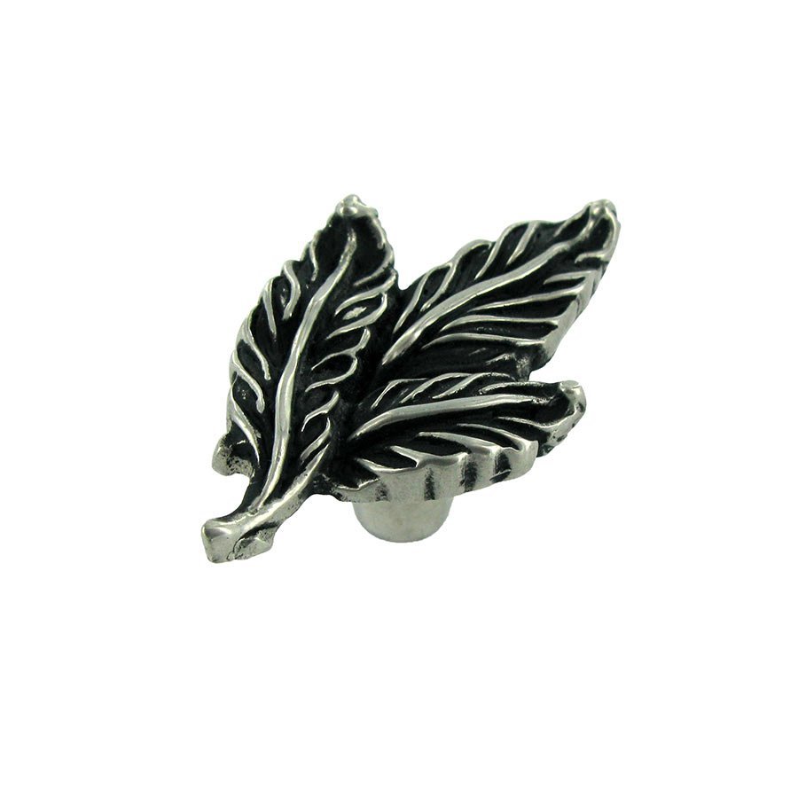 Vicenza Hardware Small Leaf Knob in Antique Silver