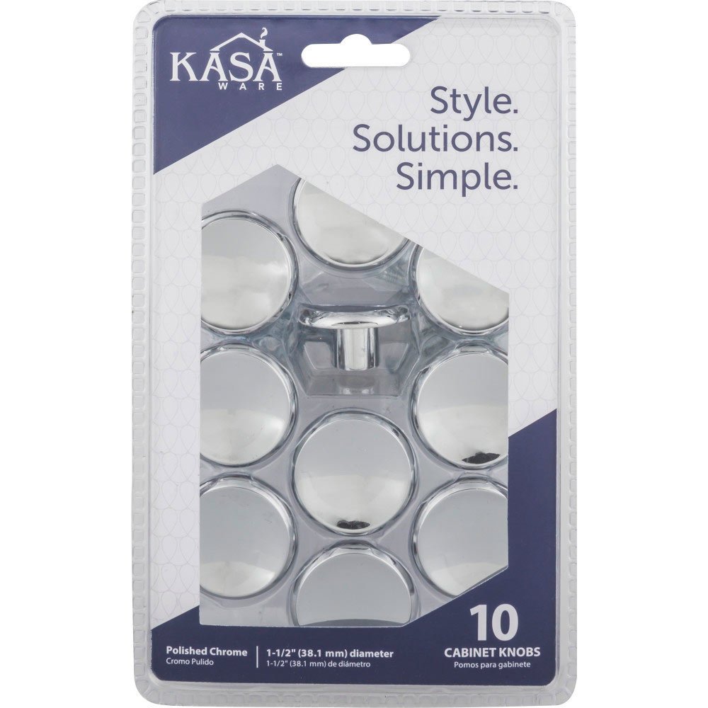 Kasaware (10pc Pack) 1 1/2" Diameter Cabinet Knob in Polished Chrome