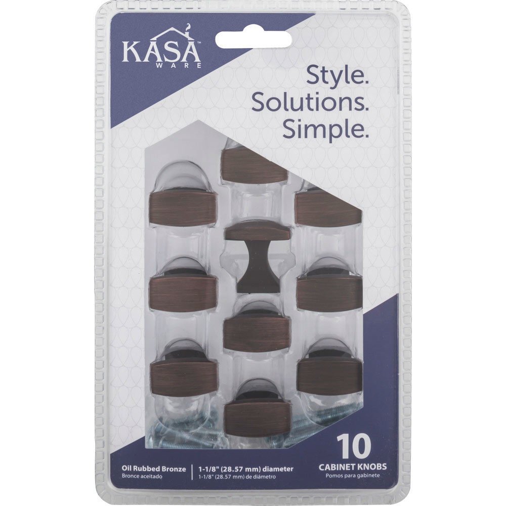 Kasaware (10pc Pack) 1 1/8" Long Cabinet Knob in Brushed Oil Rubbed Bronze