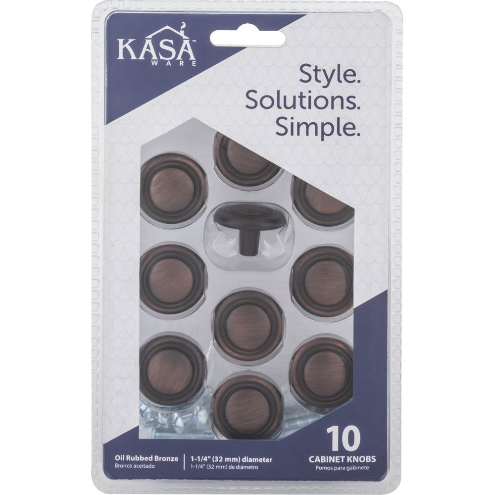 Kasaware (10pc Pack) 1 1/4" Diameter Cabinet Knob in Brushed Oil Rubbed Bronze