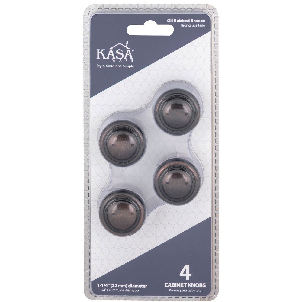Kasaware (4pc Pack) 1 1/4" Diameter Cabinet Knob in Brushed Oil Rubbed Bronze