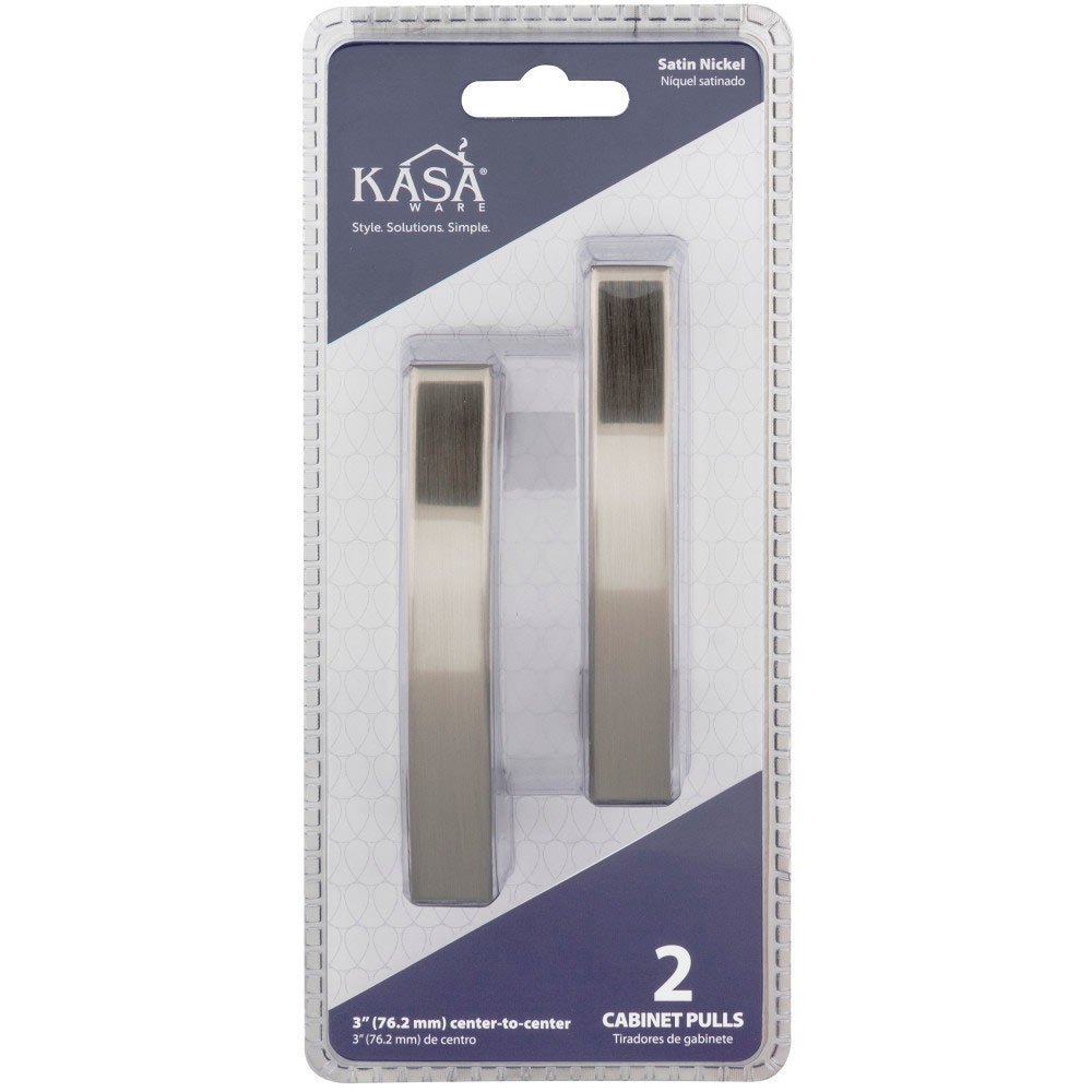Kasaware (2pc Pack) 3" Centers Cabinet Pull in Satin Nickel