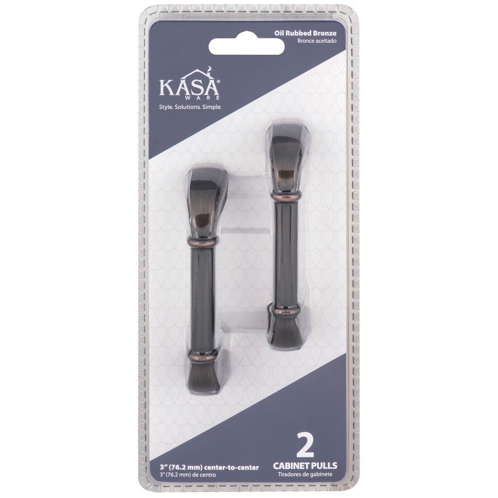 Kasaware (2pc Pack) 3" Centers Cabinet Pull in Brushed Oil Rubbed Bronze