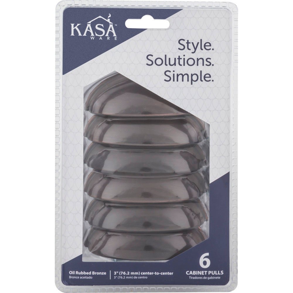Kasaware (6pc Pack) 3" Centers Cup Pull in Brushed Oil Rubbed Bronze