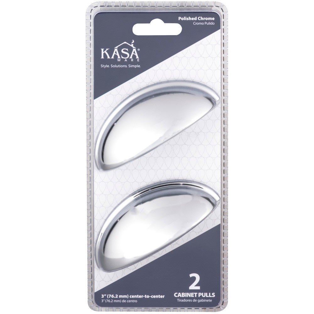 Kasaware (2pc Pack) 3" Centers Cup Pull in Polished Chrome