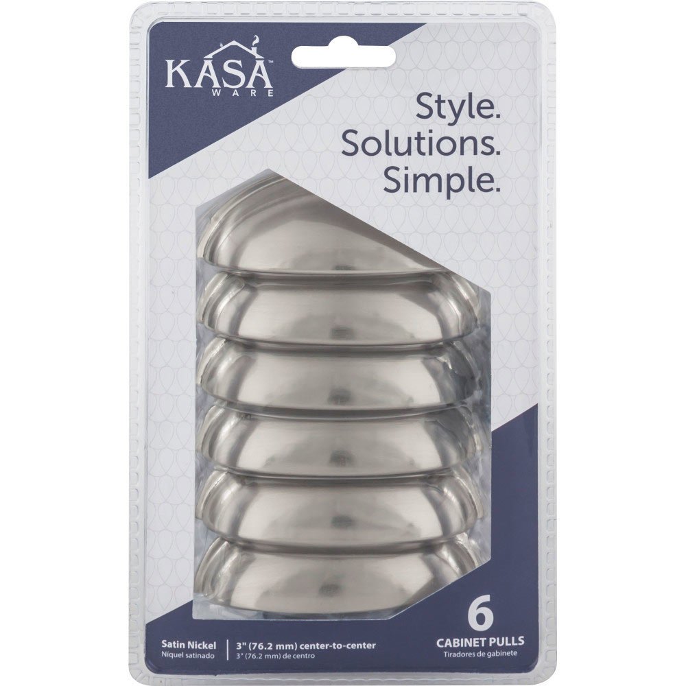 Kasaware (6pc Pack) 3" Centers Cup Pull in Satin Nickel