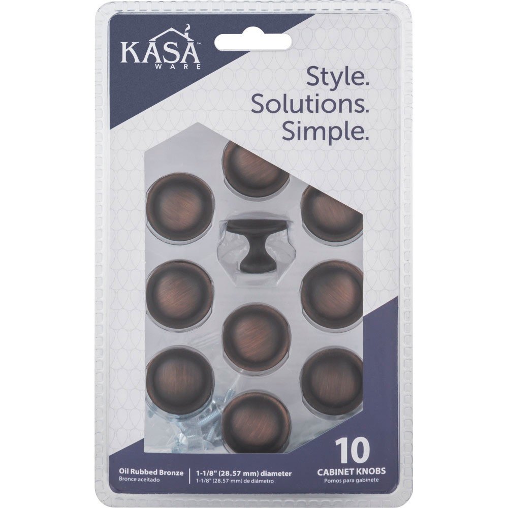Kasaware (10pc Pack) 1 1/8" Diameter Cabinet Knob in Brushed Oil Rubbed Bronze