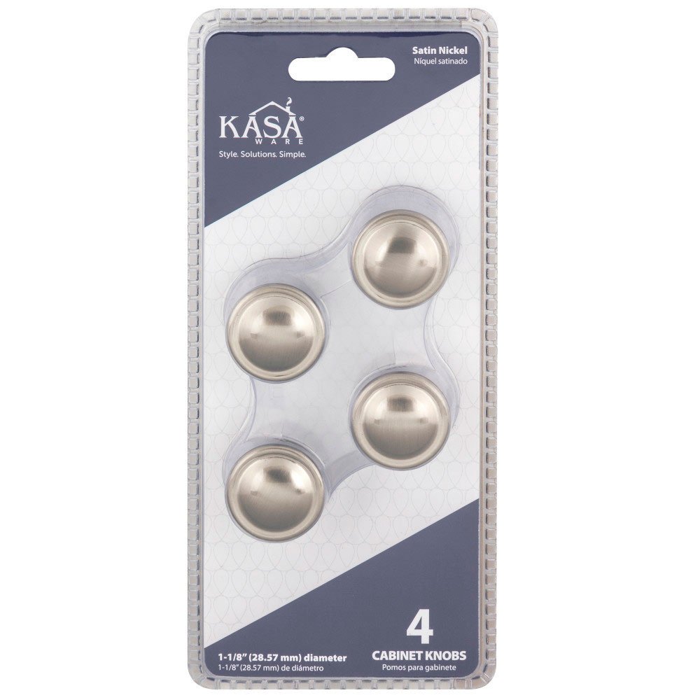 Kasaware (4pc Pack) 1 1/8" Diameter Cabinet Knob in Satin Nickel