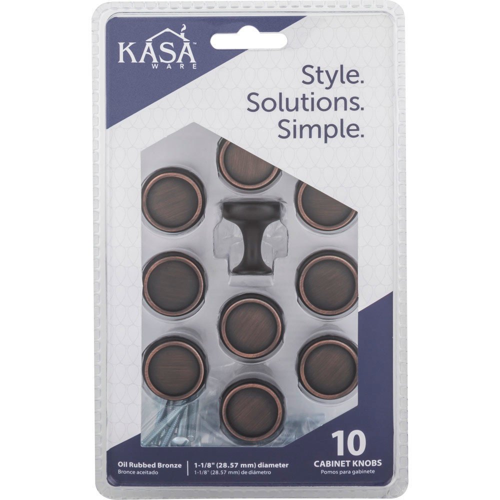 Kasaware (10pc Pack) 1 1/8" Diameter Cabinet Knob in Brushed Oil Rubbed Bronze
