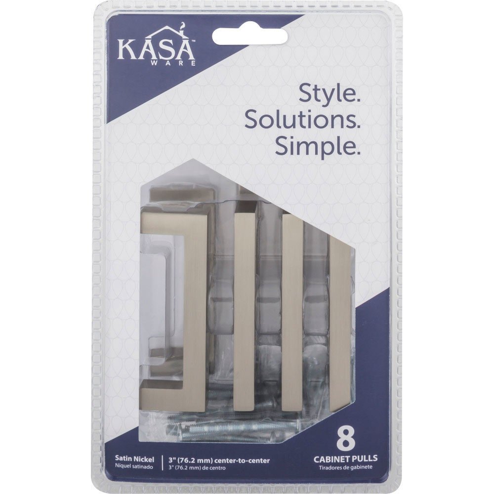 Kasaware (8pc Pack) 3" Centers Cabinet Pull in Satin Nickel