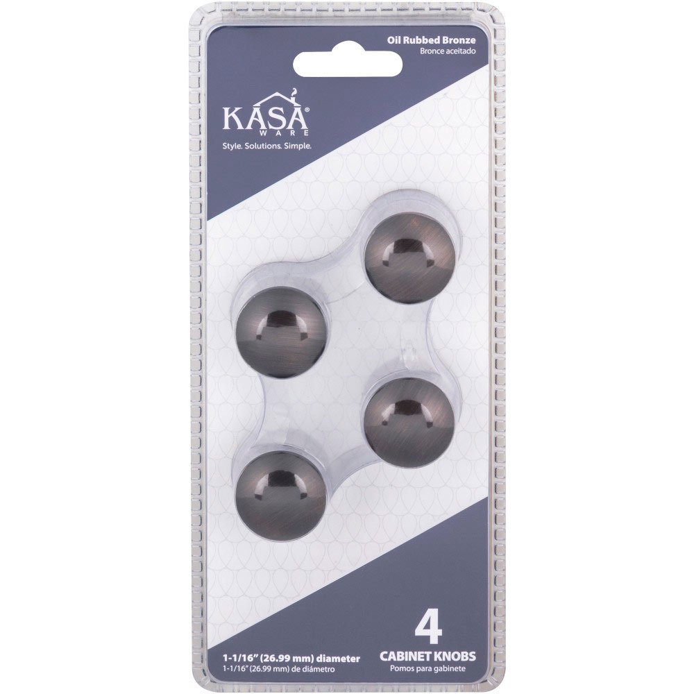 Kasaware (4pc Pack) 1 1/16" Diameter Cabinet Knob in Brushed Oil Rubbed Bronze