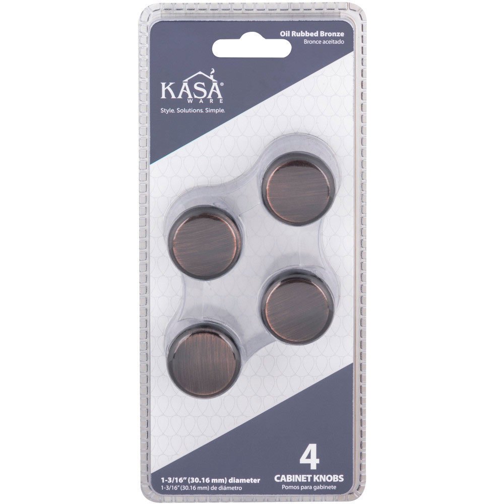 Kasaware (4pc Pack) 1 3/16" Diameter Cabinet Knob in Brushed Oil Rubbed Bronze