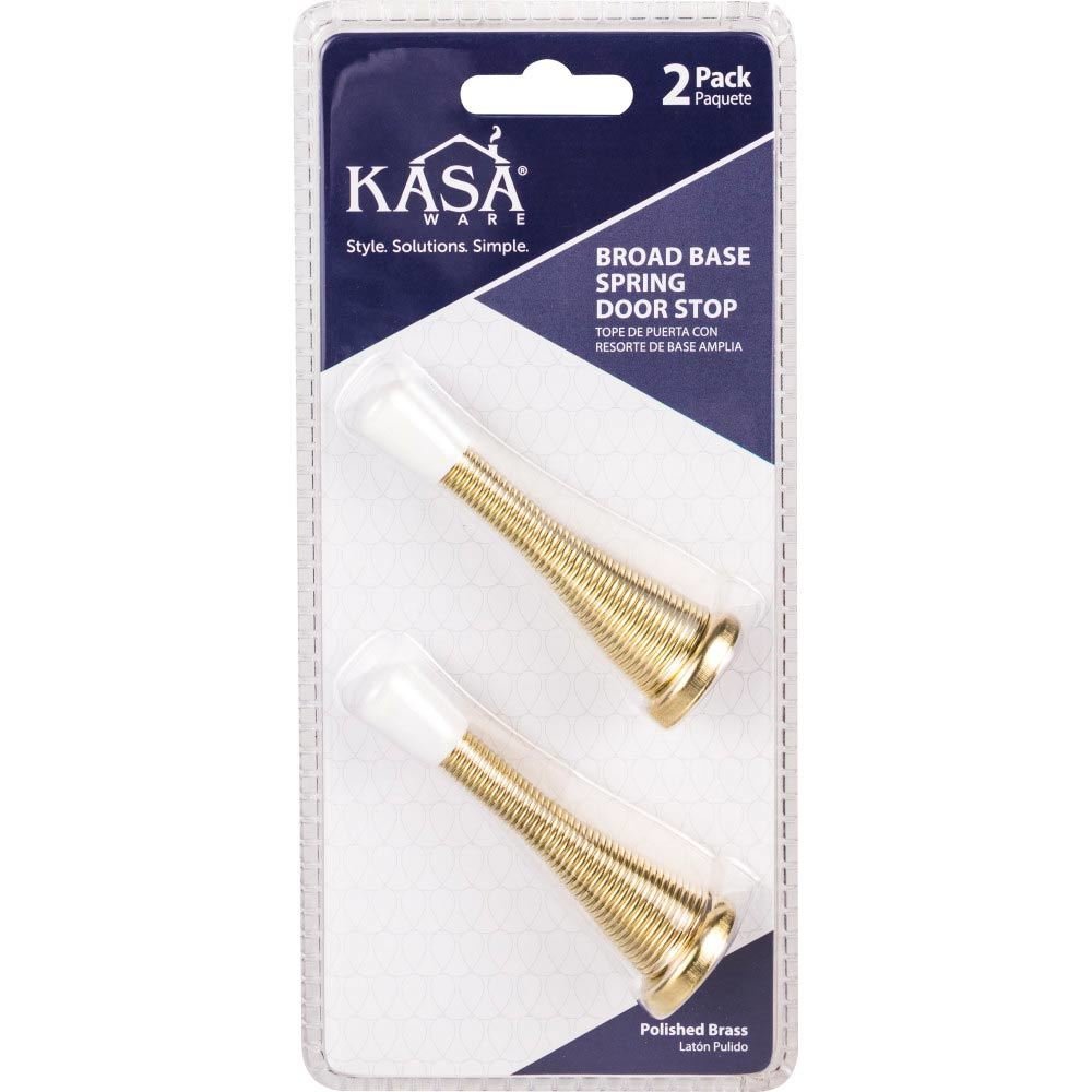 Kasaware (2pc Pack) Broad Base Spring Door Stops in Polished Brass