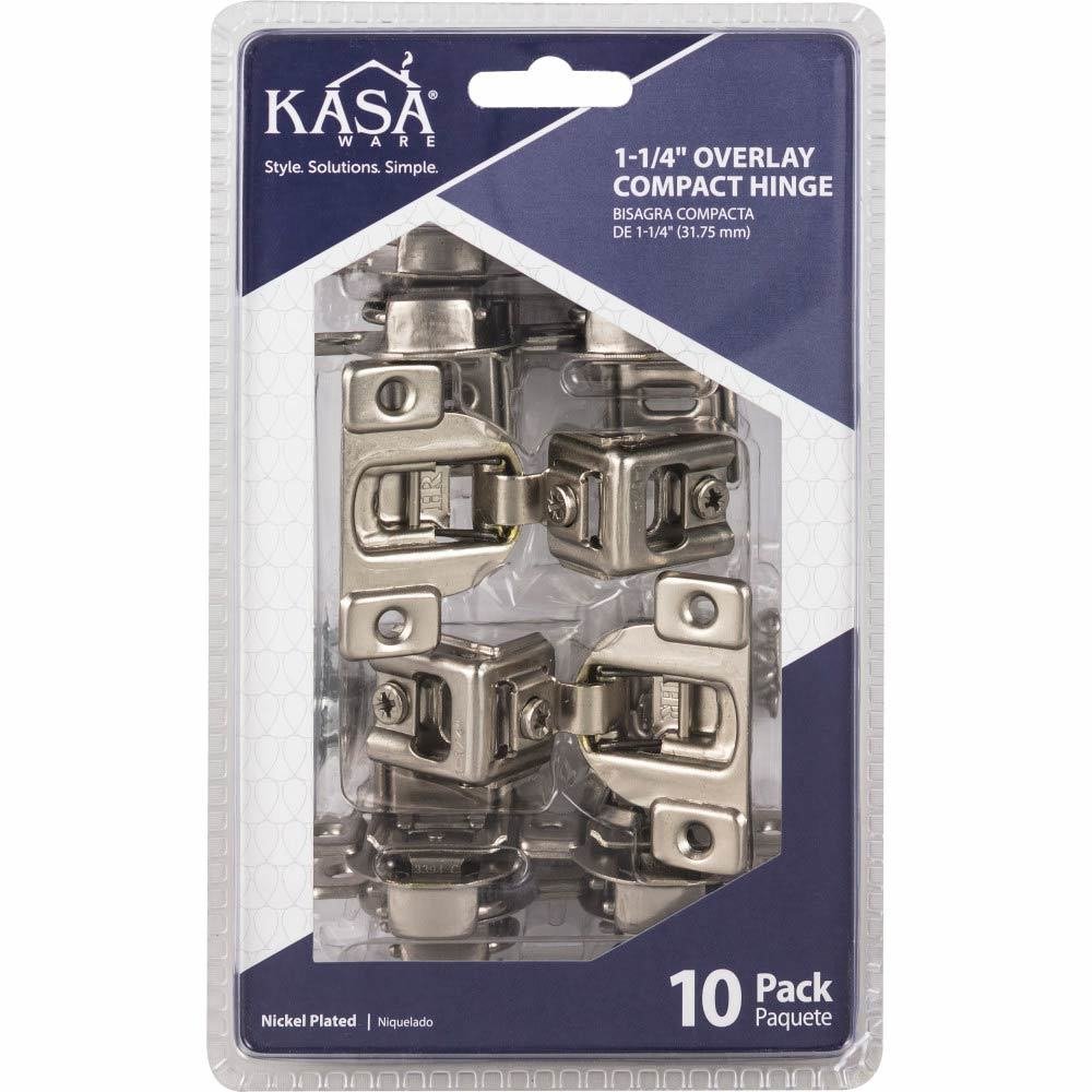 Kasaware (10Pc Pack) 1-1/4" Overlay Compact Hinges In Polished Nickel