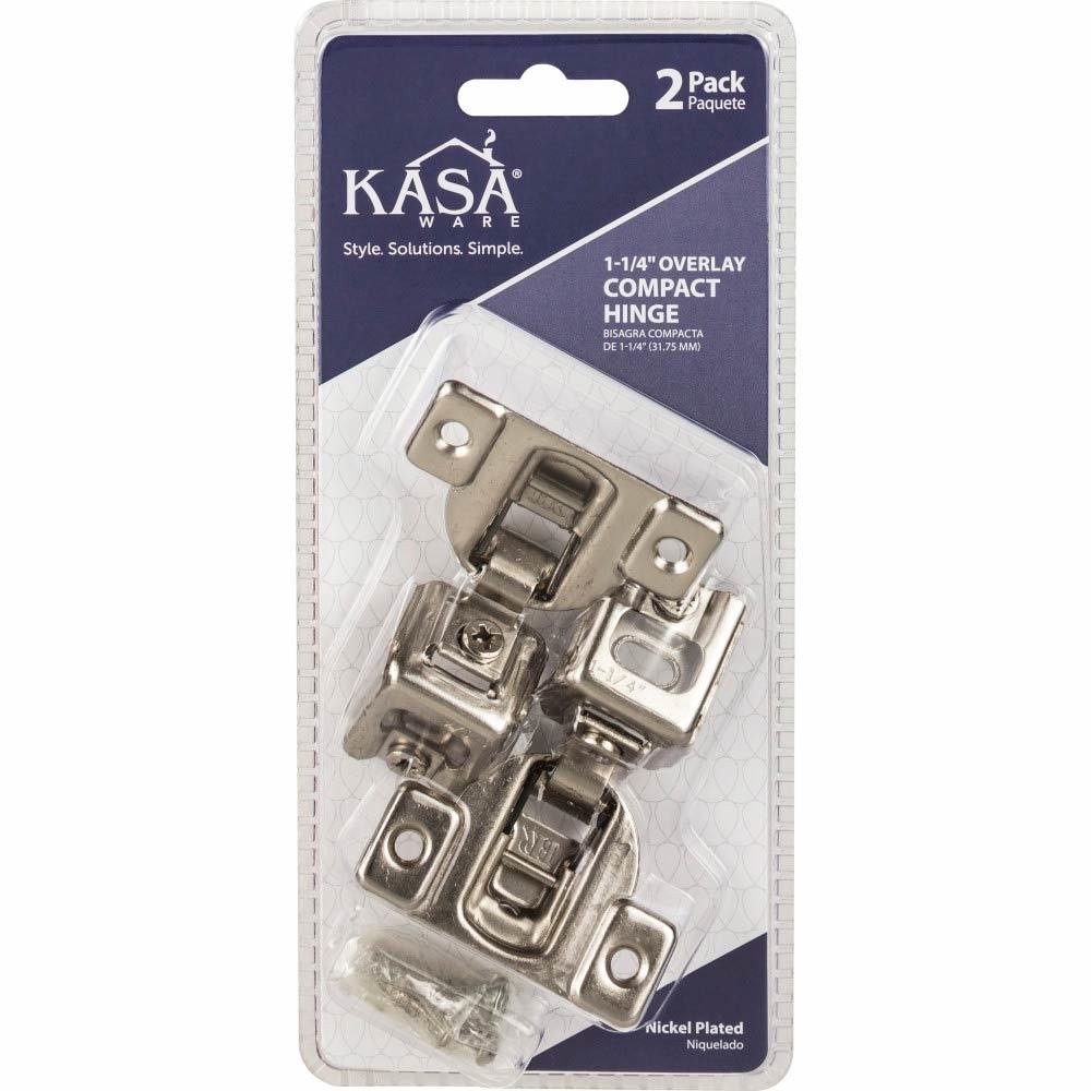 Kasaware (2Pc Pack) 1-1/4" Overlay Compact Hinges In Polished Nickel