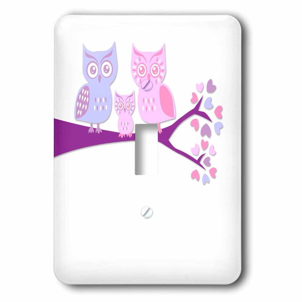 Jazzy Wallplates Single Toggle Switchplate With Cute Owl Family With Baby Girl