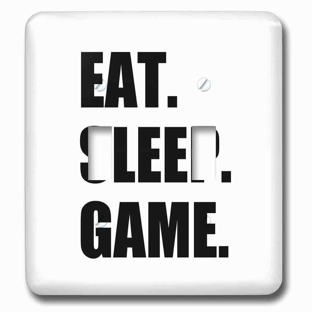 Jazzy Wallplates Double Toggle Wallplate With Eat Sleep Game Fun Gifts For Gamers Black Text Video Pro-Gamer