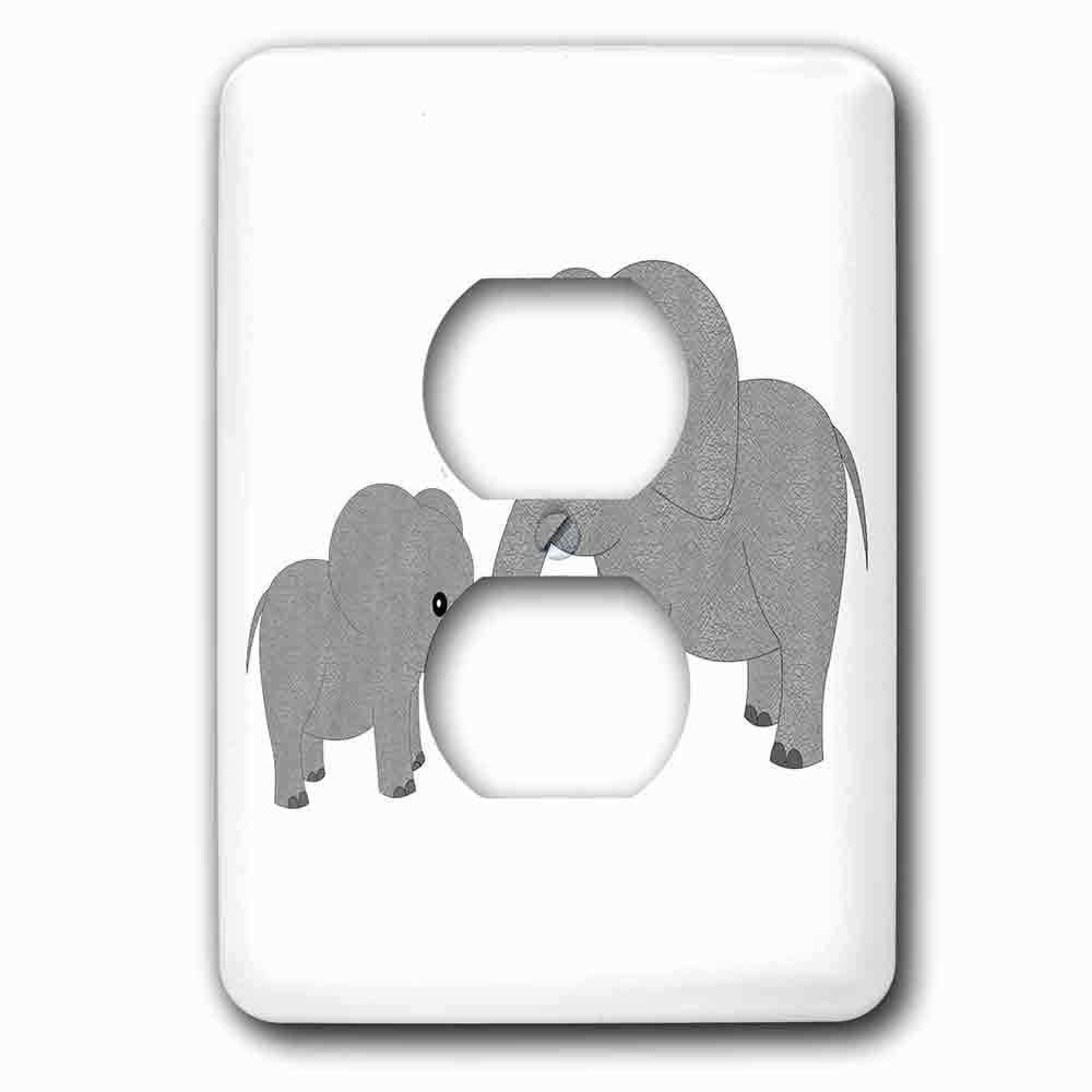 Jazzy Wallplates Single Duplex Outlet With Mom And Baby Elephant