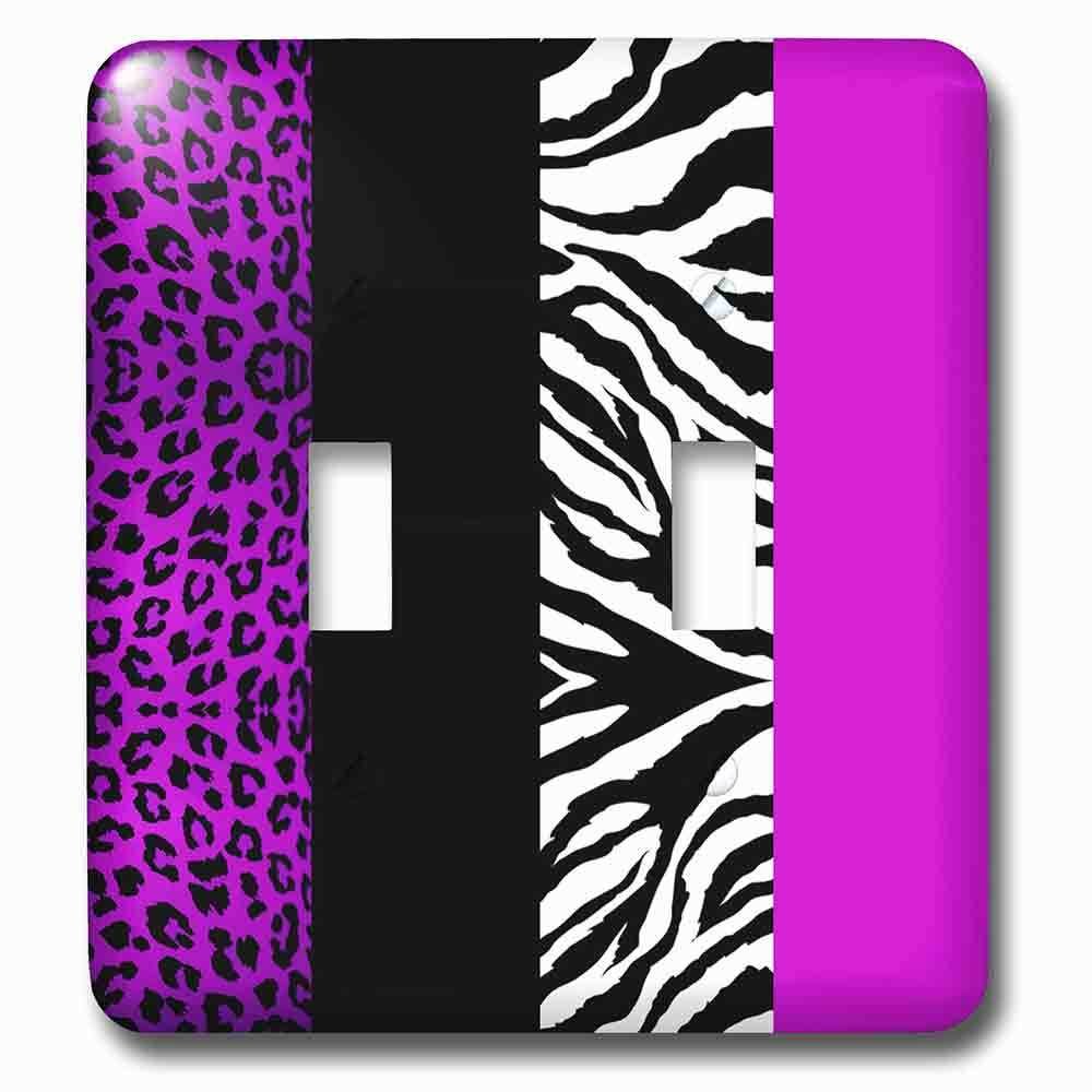 Jazzy Wallplates Double Toggle Wallplate With Purple Black And White Animal Print Leopard And Zebra