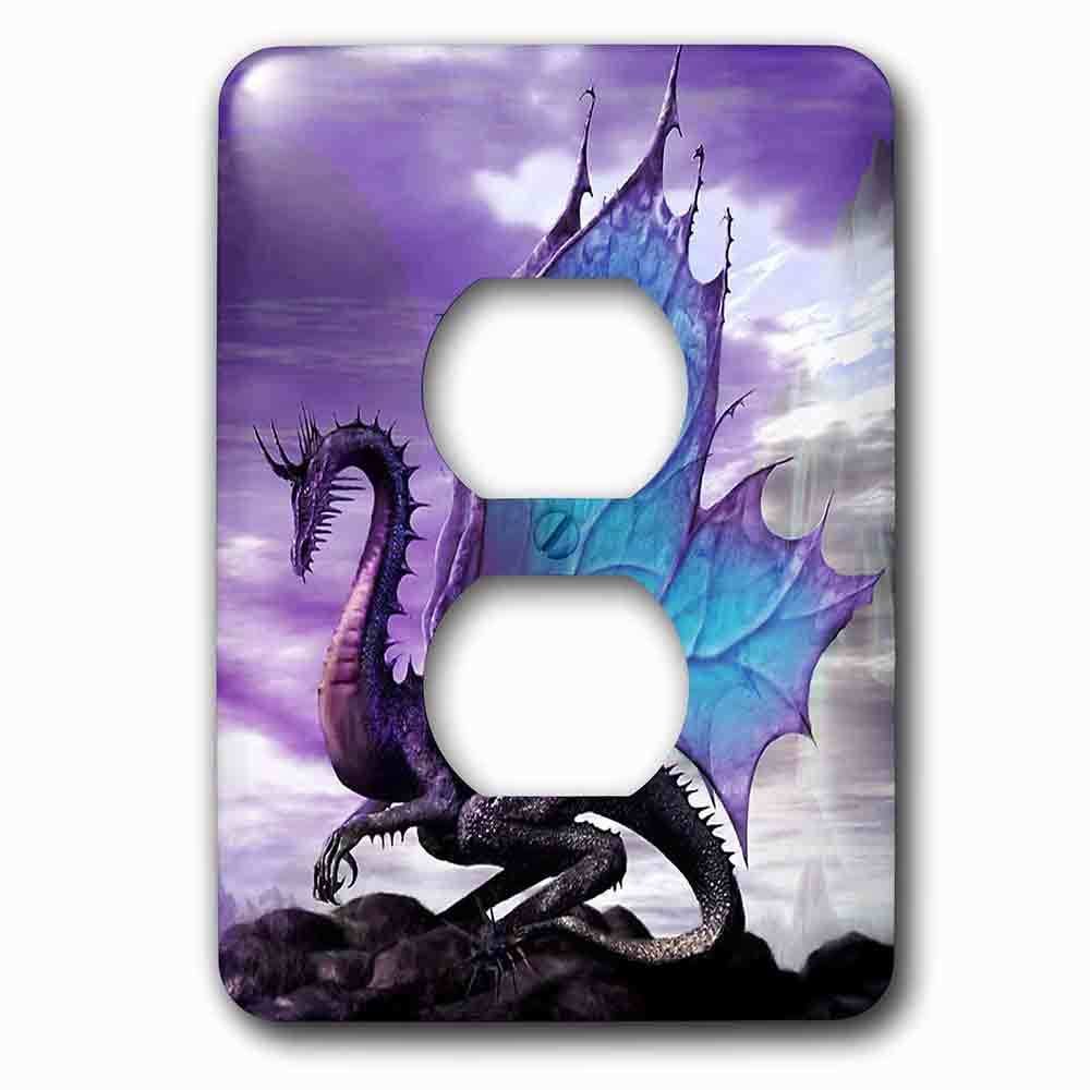 Jazzy Wallplates Single Duplex Outlet With Fairytale Dragon