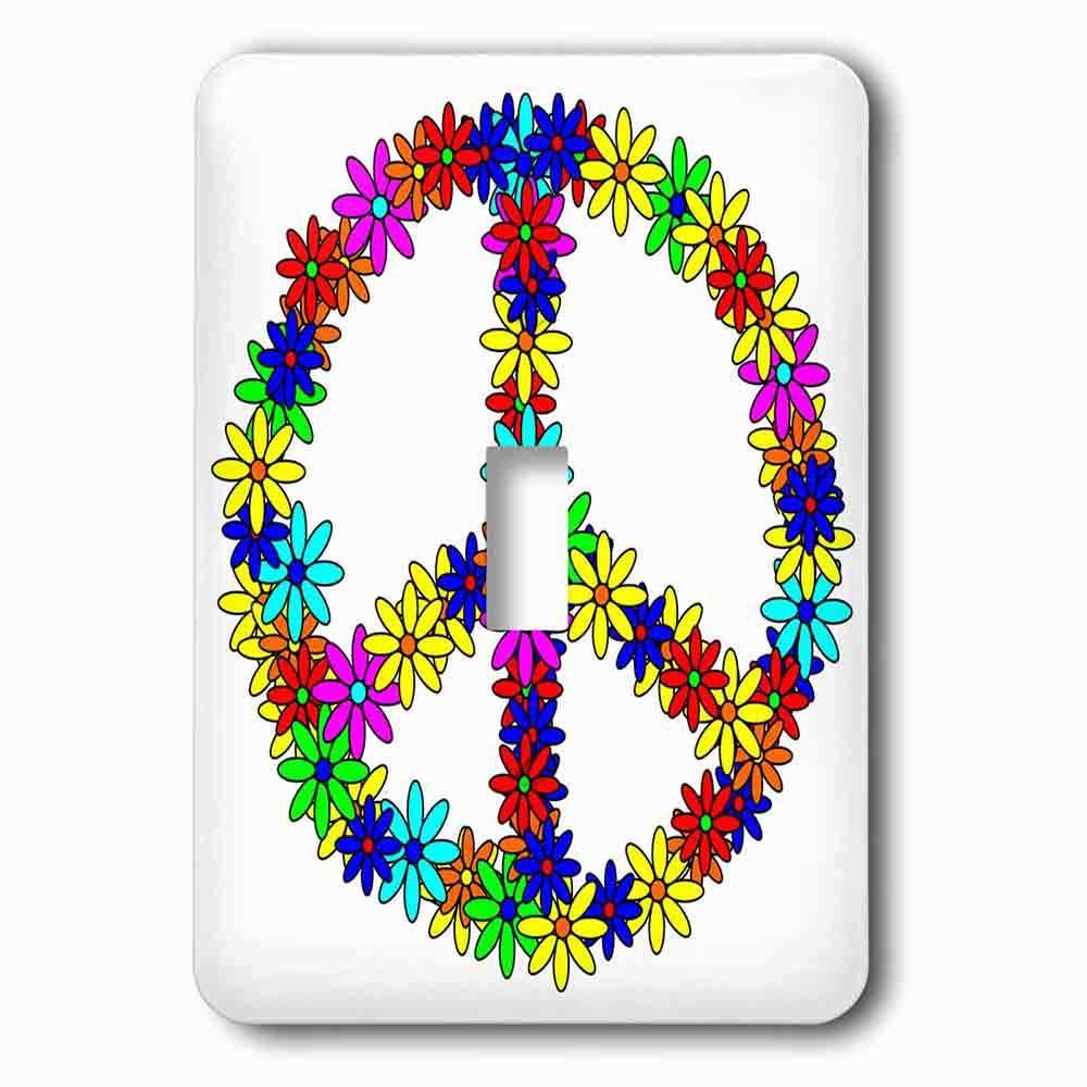 Jazzy Wallplates Single Toggle Wallplate With Peace Sign Flower Power Design