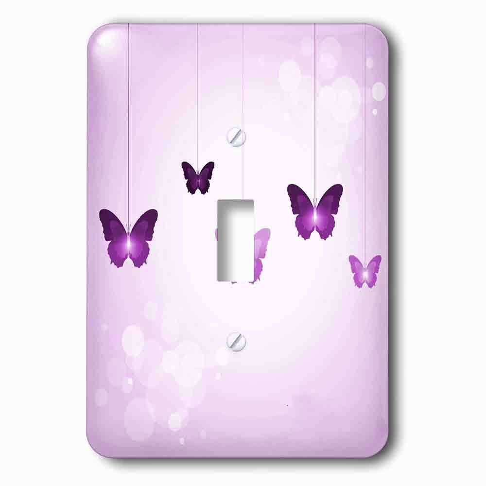 Jazzy Wallplates Single Toggle Wallplate With Cute Dark And Light Purple Dangling Butterflies