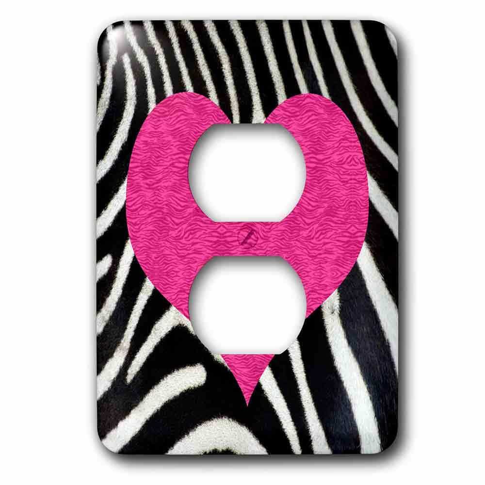 Jazzy Wallplates Single Duplex Wall Plate With Punk Rockabilly Zebra Animal Stripe Pink Heart Print