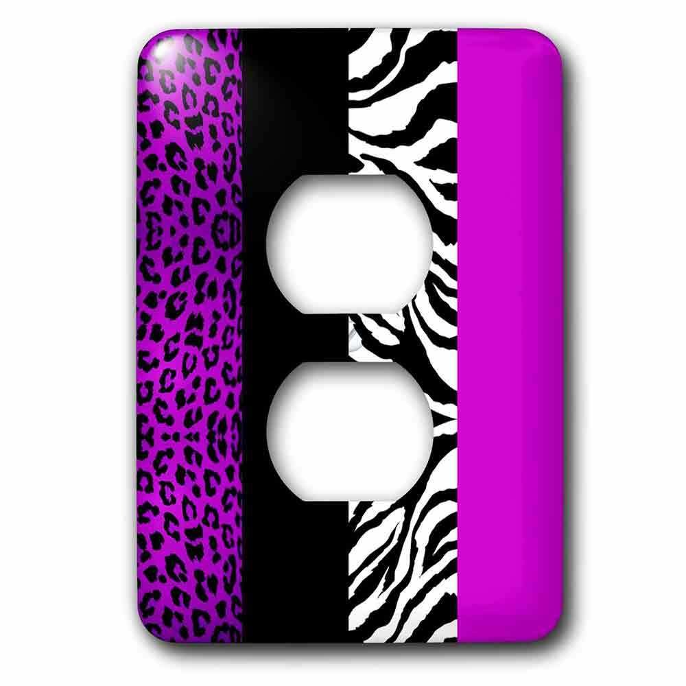 Jazzy Wallplates Single Duplex Wallplate With Purple Black And White Leopard And Zebra Print