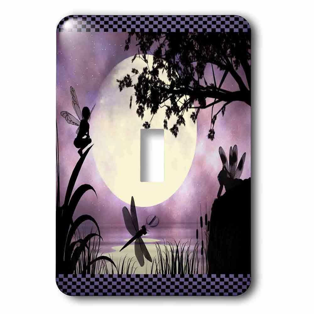 Jazzy Wallplates Single Toggle Wallplate With Fairies And Dragonflies With An Purple Moon