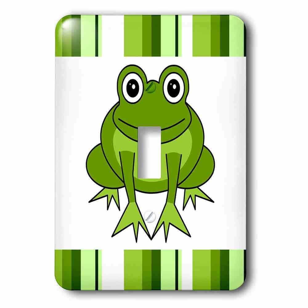 Jazzy Wallplates Single Toggle Wallplate With Cute Happy Green Frog With Stripes