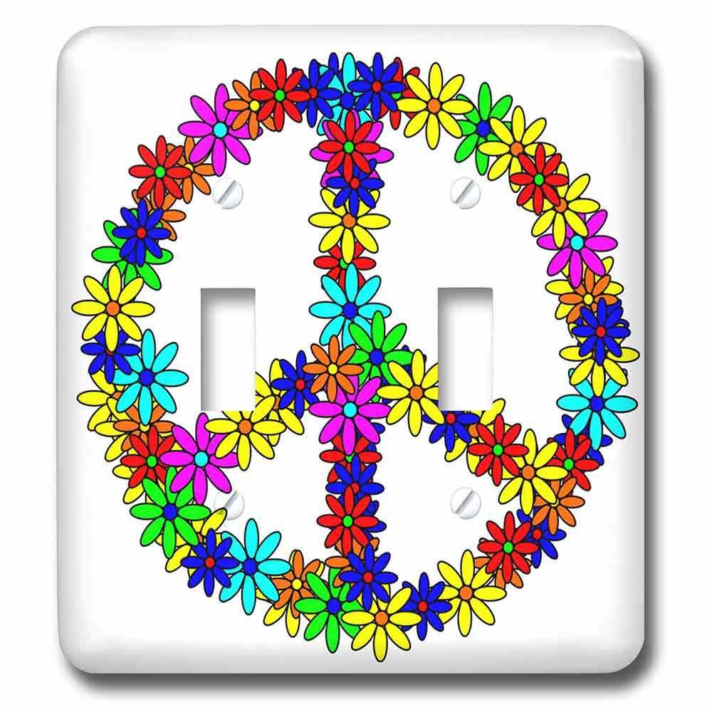 Jazzy Wallplates Double Toggle Wallplate With Peace Sign Flower Power Design