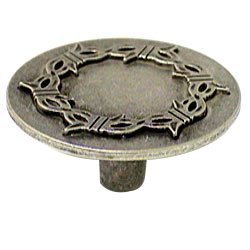 Wild Western Hardware Round Knob with Barbed Wire in Old Silver