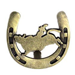 Wild Western Hardware Bull Rider Horseshoe Knob in Antique Brass