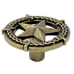 Wild Western Hardware Ornamental Star Knob in Antique Brass