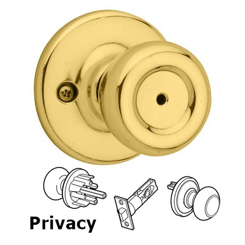 Kwikset Door Hardware Tylo Privacy Door Knob in Bright Brass