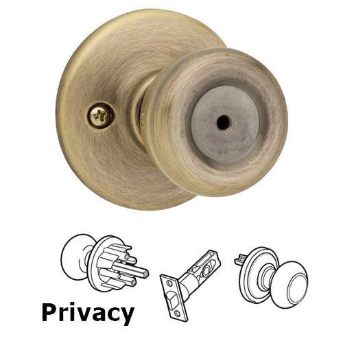 Kwikset Door Hardware Tylo Privacy Door Knob in Antique Brass