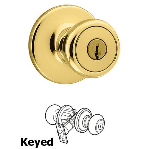 Kwikset Door Hardware Tylo Keyed Entry Door Knob in Bright Brass